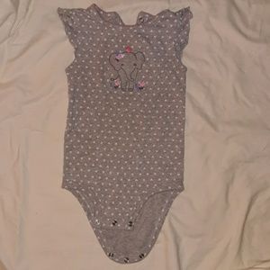 Girls 24 month gray elephant/rose onesie